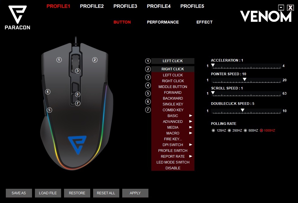 Paracon Venom Gaming Mouse